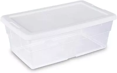 Sterilite Storage Box 6 Quart Container Stackable White Lid With Clear Base • $8.40