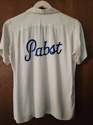 (VTG) 1950s Pabst Beer White Embroidered Bowling Shirt Roma PBR • $224.99