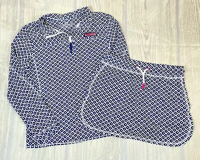 Vineyard Vines Girls Kids Skort & Long Sleeve 1/4 Zip Top Set Size M 10-12 Blue • $34.99