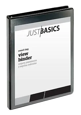 Just Basics® Presentation View 3-Ring Binder 1/2  Round Rings 396921 Black • $9.45