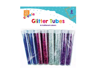 8 Glitter Tubes Assorted Colours Shaker Sparkle Pots Art Craft Kids Card Making • £2.99