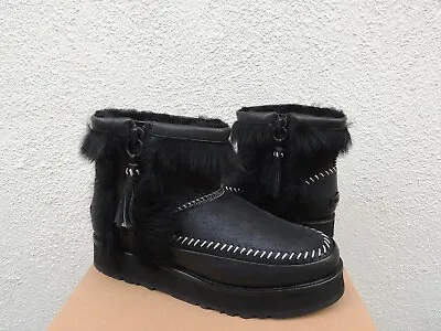 Ugg Black Bomber Fluff Punk Campfire Toscana Sheepskin Boots Us 7/ Eur 38 ~new • $149.95