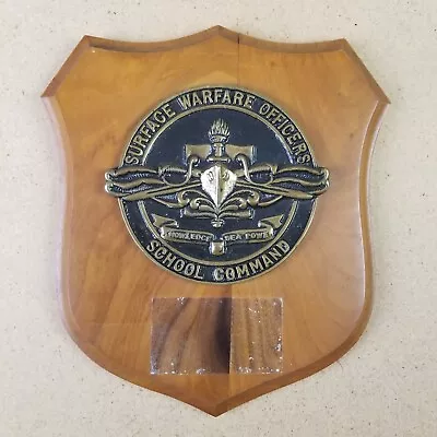 VTG U.S Navy Surface Warfare Officers School Command Brass Wood Plaque • $69.99