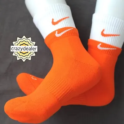 Nike Everyday Plus Cushioned Ankle Socks Extra Padding DriFIT Orange-White Small • $7.99