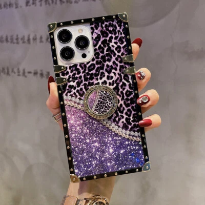 $14.71 • Buy For IPhone 14 13 12 11 Pro Max XS XR 78 Glitter Bling Leopard Marble Case W/Ring