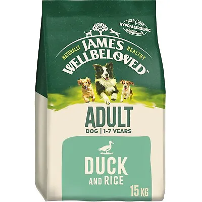 15kg James Wellbeloved Natural Adult Complete Complete Dry Dog Food Duck & Rice • £59.49