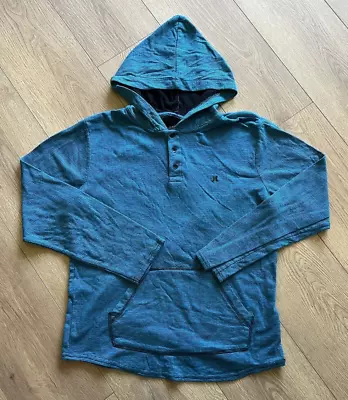 Hurley Men's Large Turquoise Pullover Hoodie Light Weight 1/4 Button Up Mens • $12.99