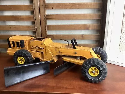 Tonka Mighty 2 Blade Grader Orange 1970's Pressed Steel • $39.95