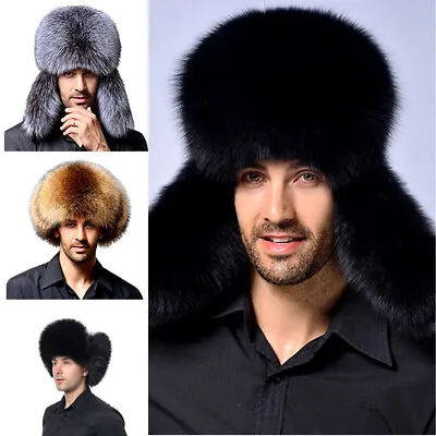 Mens Faux Fox Fur Hat Ushanka Caps Russian Cossack Trapper Snow Ski Winter Warm • $13.99