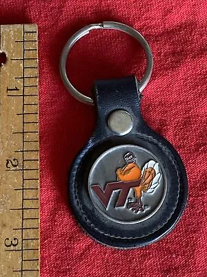 Virginia Tech Hokie Bird NCAA Metal & Leather Inlaid Color Enamel Logo Key Chain • $9.99