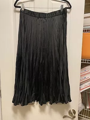 J. Jill Solstice Black Pleated Midi Skirt Large Flowy • $39.99