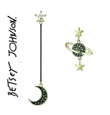 $7.96 • Buy US Seller Betsey Johnson Star Moon Planet Earrings Pearl Multi-color Dangle