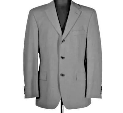 HUGO BOSS Mens Gray Tic Sport Coat Suit Blazer Jacket 40R Super 120s Wool • $19.99