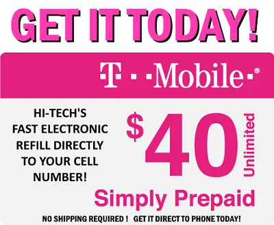 $40 T-mobile Refill ✅ Direct To Phone ✅ Online Fast Refill ✅ Get It Today! • $44.75