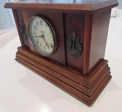 Antique Vintage E. Ingraham Co Wood Mantel Clock Shelf Desk 16  Untested No Key! • $59.99