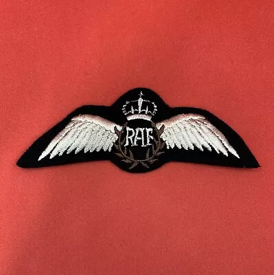 RAF Pilot Wings RAF Machine Embroidered Badge Royal Air Force Queen’s Crown Wing • £4.50