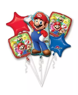 Mario 5 Piece Anagram Balloon Bouquet Birthday Party Decorations Luigi • $14.99