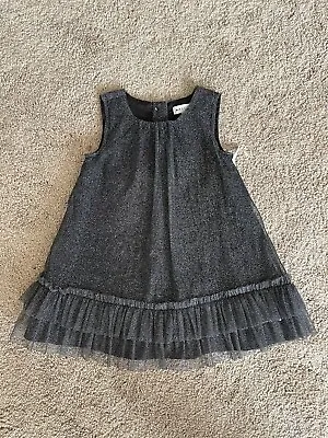 NEW Maggie & Zoe Black & Silver Ruffle Sparkle Tulle Tank Dress 12 Month NWT • $12.45