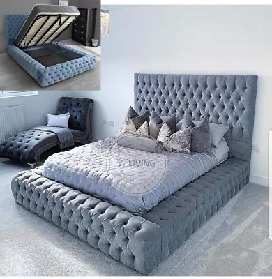 Ambassador New Plush Velvet Upholstered Bed Frame Ottoman Storage Double 5ft 6ft • £525