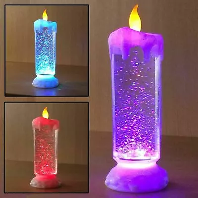£9.45 • Buy Led Colour Changing Swirling Flameless Flickering Glitter Candle Light Xmas 24cm