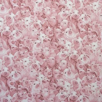Pink Pig Piggy 100% Cotton Fabric By Timeless Treasures Farm Animal • £4.99