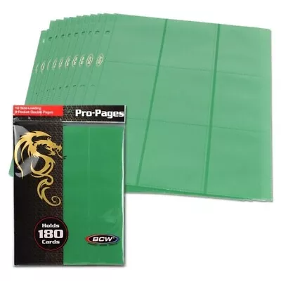 Side Loading 18 Pocket Pro 10 Album Binder Pages Green MTG Trading Cards By BCW • $7.87