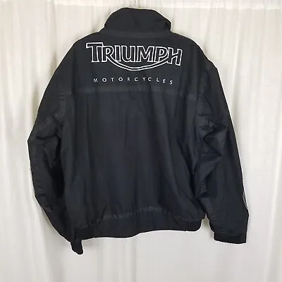 Triumph Motorcycles Nylon Mesh Lined Bomber Jacket Mens XL Embroidered Black • $169.99