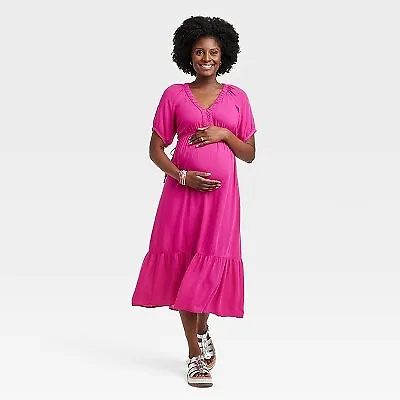Elbow Sleeve Cinch Waist Woven Maternity Dress - Isabel Maternity By Ingrid & • $12.99