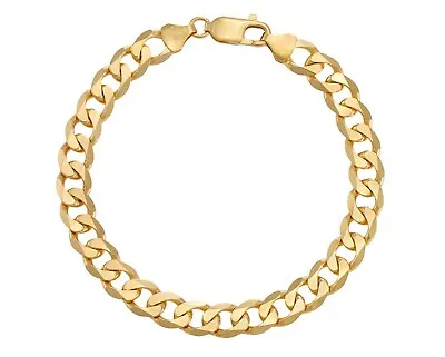 9ct Yellow Gold Men's Curb Bracelet 6mm Width - Solid 9ct Gold • £169.95