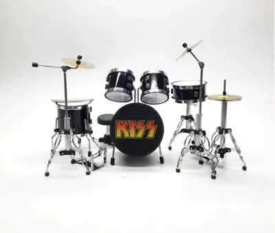 Miniature Drum Set Kiss Black Scale 1/12 Instrument Musical Gift Kit Gift • $25