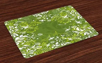 £24.55 • Buy Green Placemats Set Of 4 By Ambesonne Washable Fabric Place Mats For Table Decor