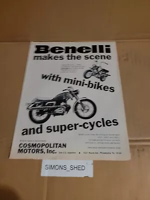 Vintage Magazine Advertising Page.motorcycle Benelli Mini Bikes  Super Cycles • $5