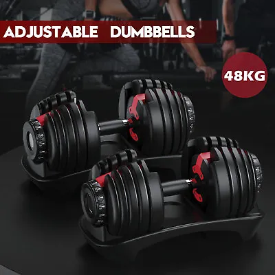 2x24kg Adjustable Dumbbell Dumbbells Set Weight Plates Home Gym Fitness Exercise • $295