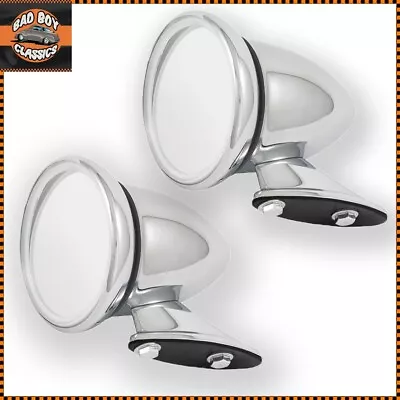 $65.45 • Buy Classic Vintage Style Car Chrome Racing Bullet Torpedo Wing Mirrors Chrome X2