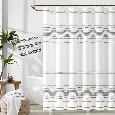 $20.23 • Buy 1PC Fabric Shower Curtain For Bathroom Boho Striped Summer With Hooks