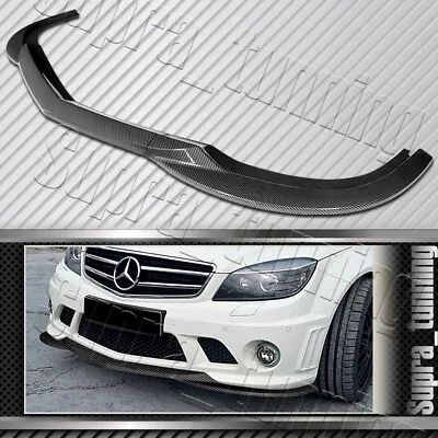 Front Bumper Spoiler Lip For 2008-2011 Mercedes-Benz W204 C63 AMG (Carbon Style) • $112.26