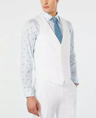 Bar III Men's Slim-Fit White Suit Vest XL Linen • $6.93