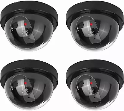 SENTRY CCTV 4pcs Imitation Dummy Fake Dome CCTV Camera Flashing Red LED Light • £14.87