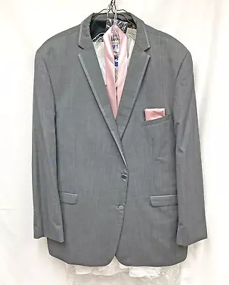 Allure Men Grey Tuxedo With Shirt Vest Tie Studs Cuff-Links Slim Fit 54XL 46W • $74.99