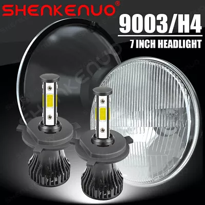 Pair 7 Inch LED GLASS Headlight Round ORIGINAL CLASSIC LOOK Conversion Chrome • $75.99
