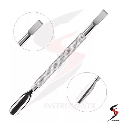 Cuticle Pusher Plain Side Stainless Steel Nail Scraper Remover Manicure Tool Art • £2.75