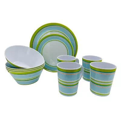 £24.40 • Buy 16 Pcs Melamine Dinner Set Camping Caravan Boat Motorhome Picnic 100% Melamine