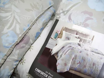 Martha Stewart Floral Flowers Queen Comforter Sheet Set Sham Pillow Throw 14 Set • $84.99