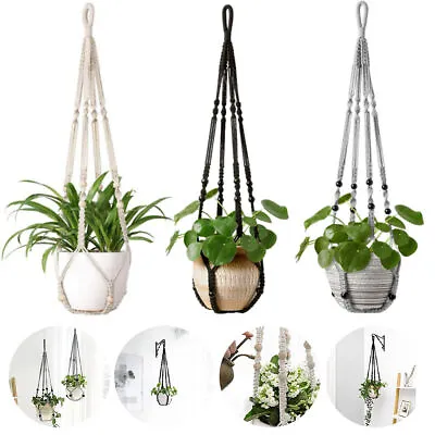 2 Pack Macrame Plant Hanger Garden Indoor Hanging Planter Basket Rope Pot Holder • £7.98