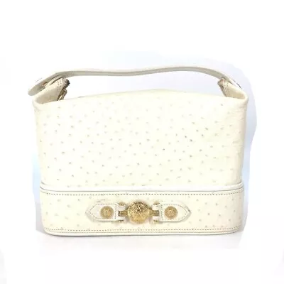 VERSACE Vintage Bag Sunburst Vanity Bag Hand Bag Embossed Leather White • $190