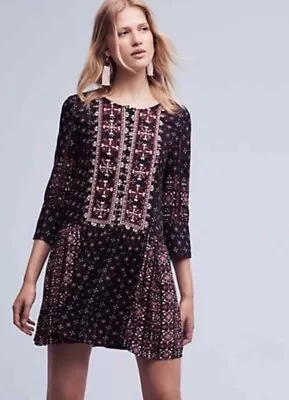 Anthropologie Vanessa Virginia Kaleidoscope Embroidered Beaded Tunic Dress Small • $8.64