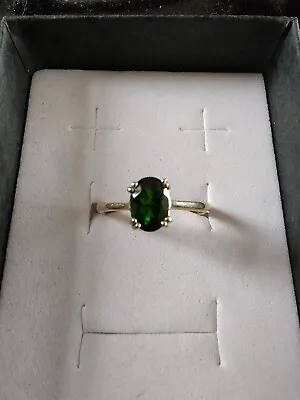 9ct Gold Diopside Solitaire Ring Size K • £85