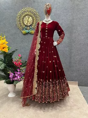 Indian Party Wear Designer Bollywood Dress New Long Gown Wedding Anarkali Wear • $104.50