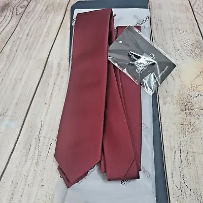 Elzama Mens Skinny Neck Tie RED 100% Polyester • $8.99