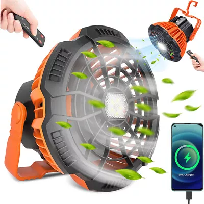 Portable Battery Powered Camping Fan USB Rechargeable Variable Speed W/LED Light • $24.99